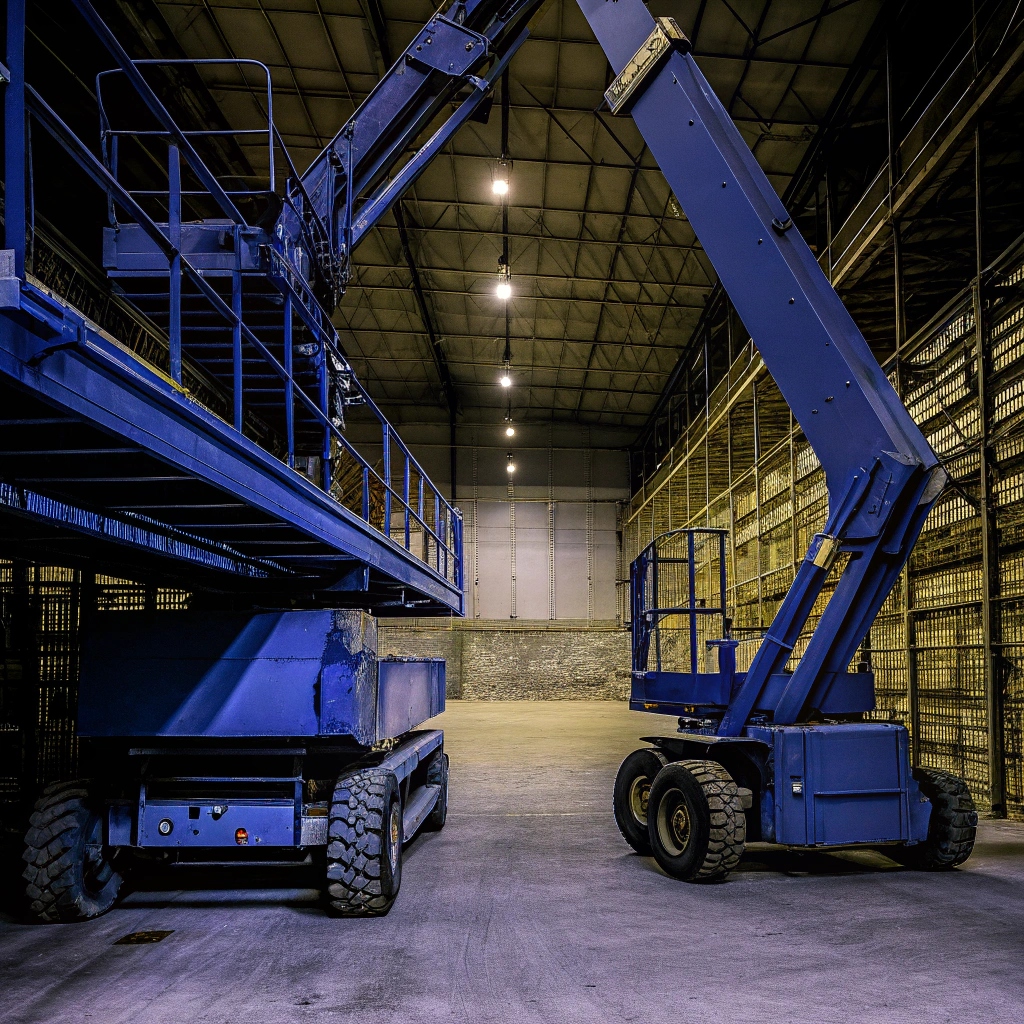 niebieskie podnośniki z platformą